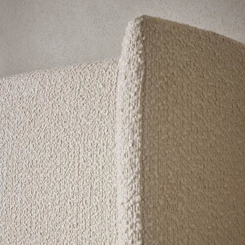Abigale Boucle Fabric Ottoman Storage Bed Wooden Legs with curved Headboard