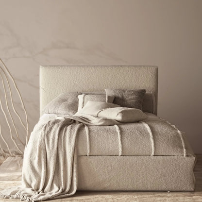 Juliette Boucle Teddy Fabric Divan Bed Frame with Upholstered Headboard