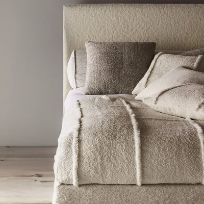Juliette Boucle Teddy Fabric Divan Bed Frame with Upholstered Headboard