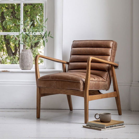 Dayton Vintage Brown Leather Armchair