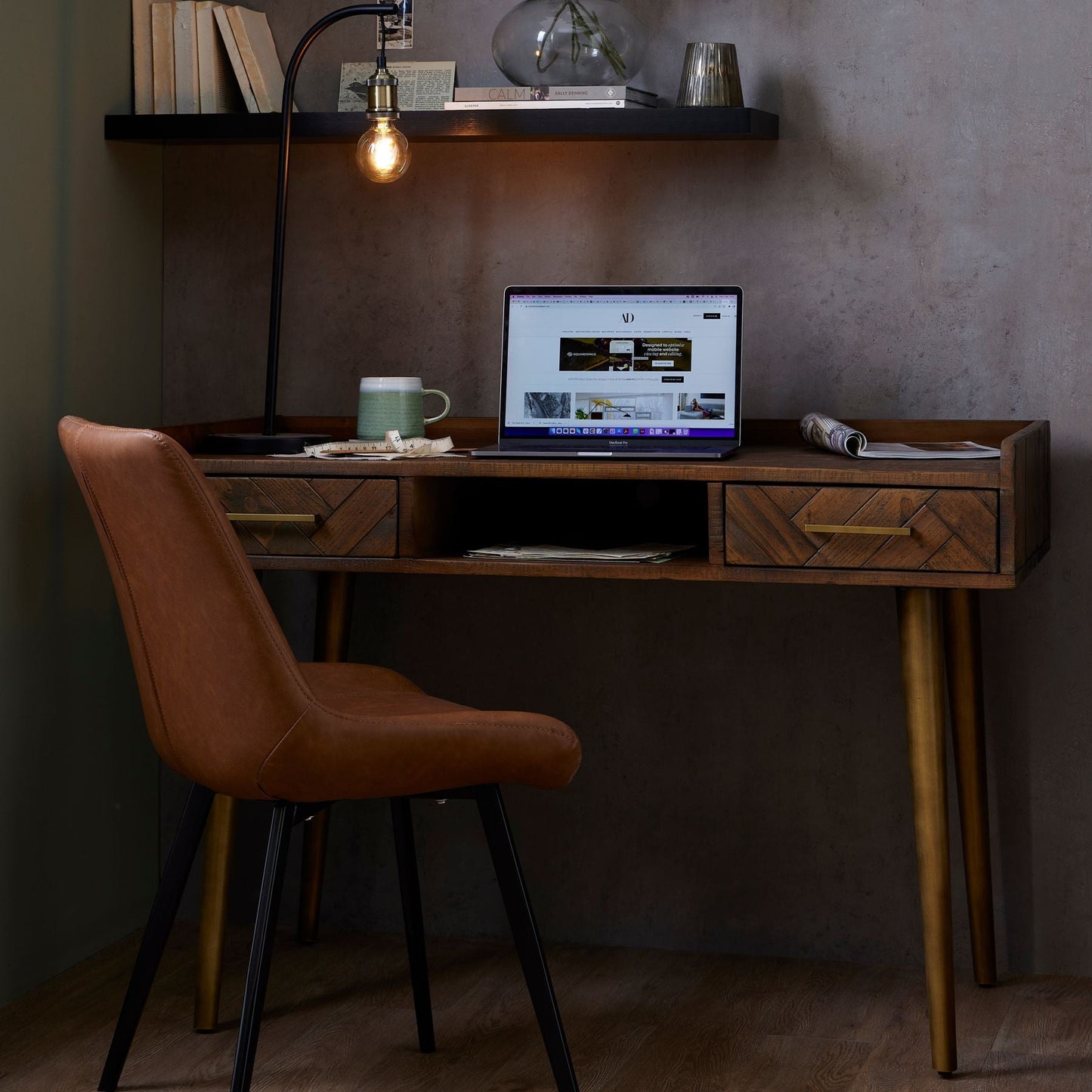 Havana Gold 2 Drawer Desk