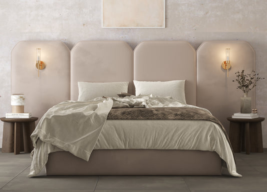 Luxury Savoy Hotel Style Bed with Integrated Wall Lights - Elegant Headboard Design