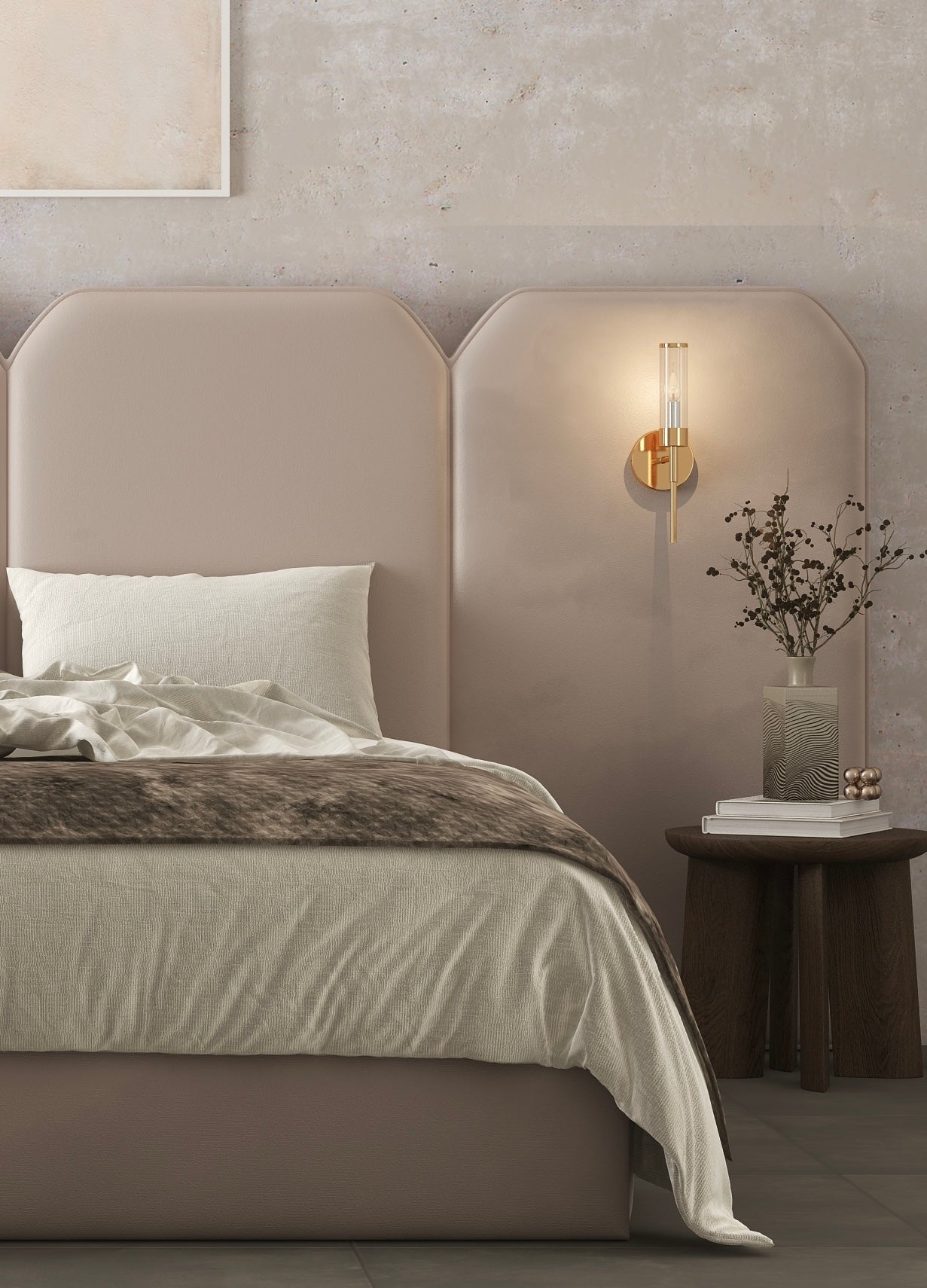 Luxury Savoy Hotel Style Bed with Integrated Wall Lights - Elegant Headboard Design